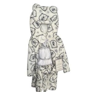 Cozy White Bear Hooded Kids Bathrobe
